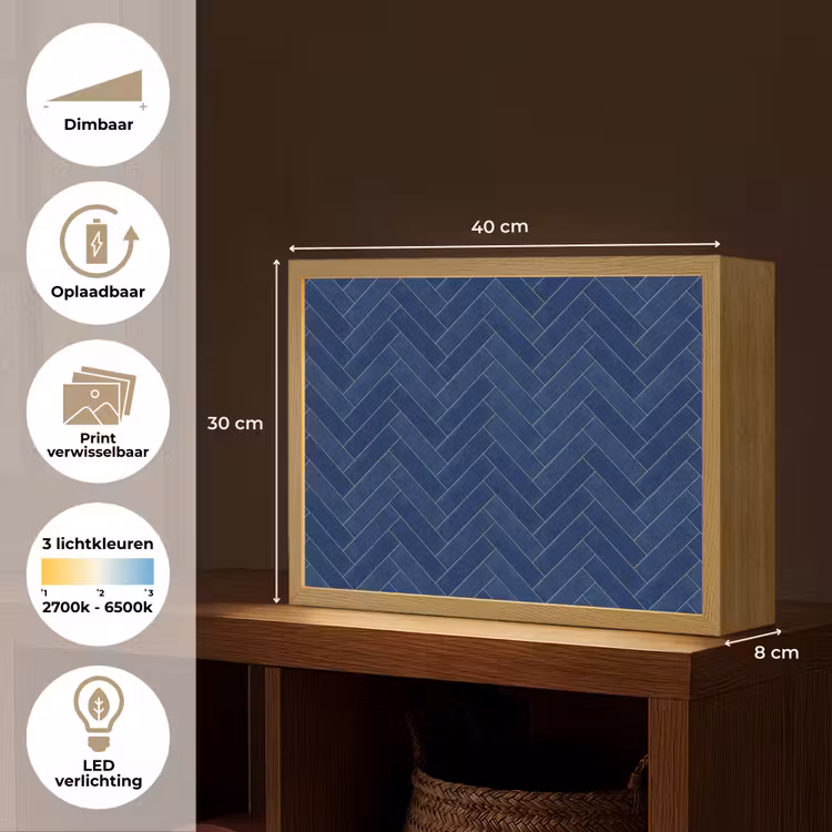Lightbox - Wandlamp - Visgraat - Wandtegel - Donkerblauw - Navy Blue — 10