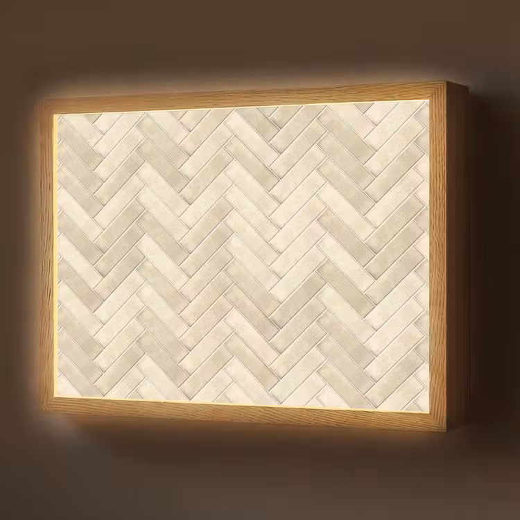Lightbox - Wandlamp - Visgraat - Wandtegel - Licht Beige — 1