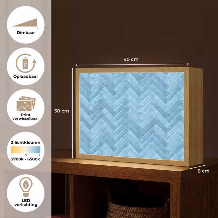 Lightbox - Wandlamp - Visgraat - Wandtegel - Lichtblauw — 10