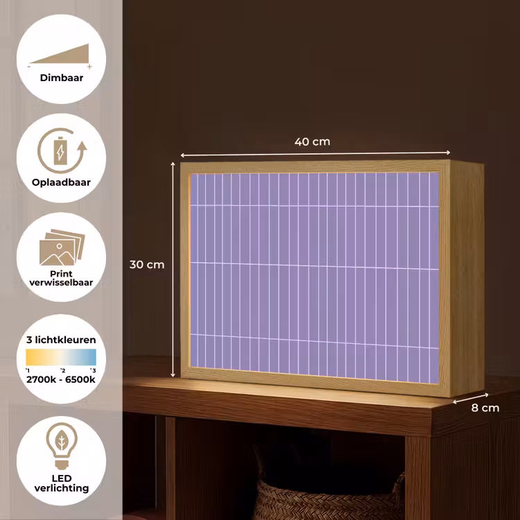 Lightbox - Wandlamp - Patroon - Tegel - Lila — 10