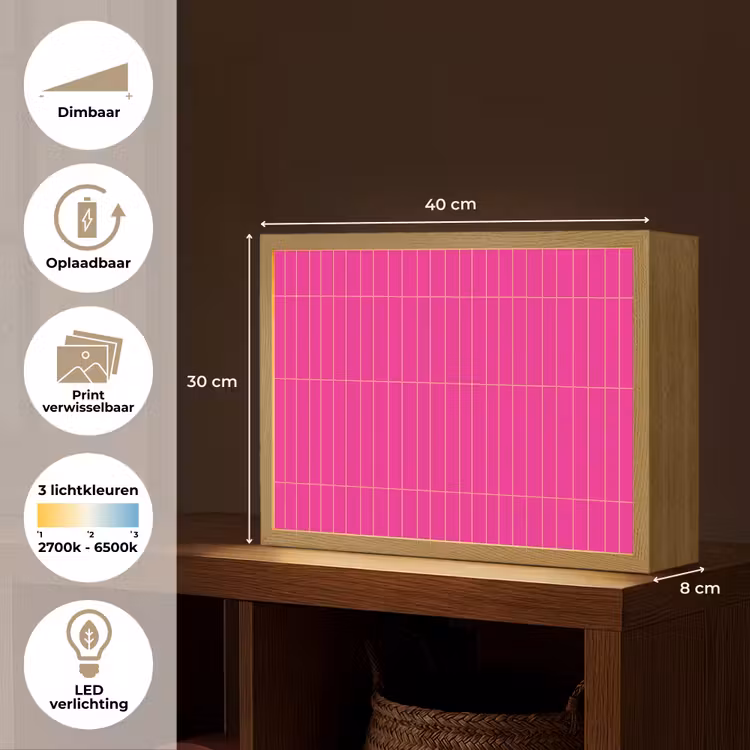 Lightbox - Wandlamp - Patroon - Tegel - Magenta - Roze — 10