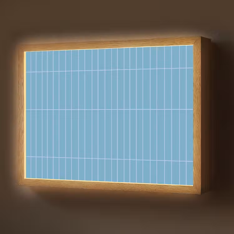Lightbox - Wandlamp - Tegel - Langwerpig - Patroon - Blauw — 1