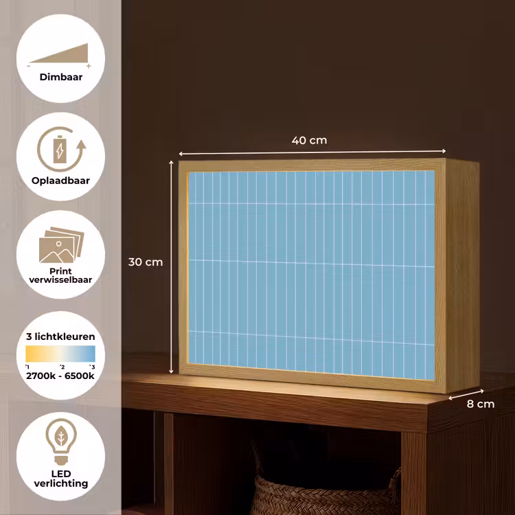 Lightbox - Wandlamp - Tegel - Langwerpig - Patroon - Blauw — 10