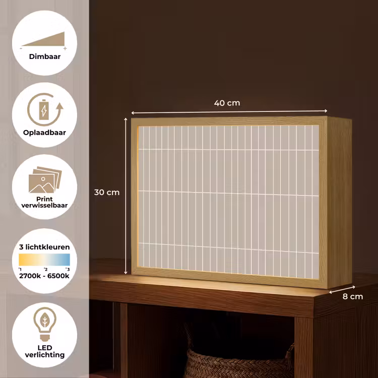 Lightbox - Wandlamp - Verticaal - Wandtegel - Licht Beige — 10