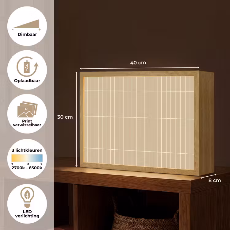 Lightbox - Wandlamp - Verticaal - Wandtegel - Zand - Beige — 10