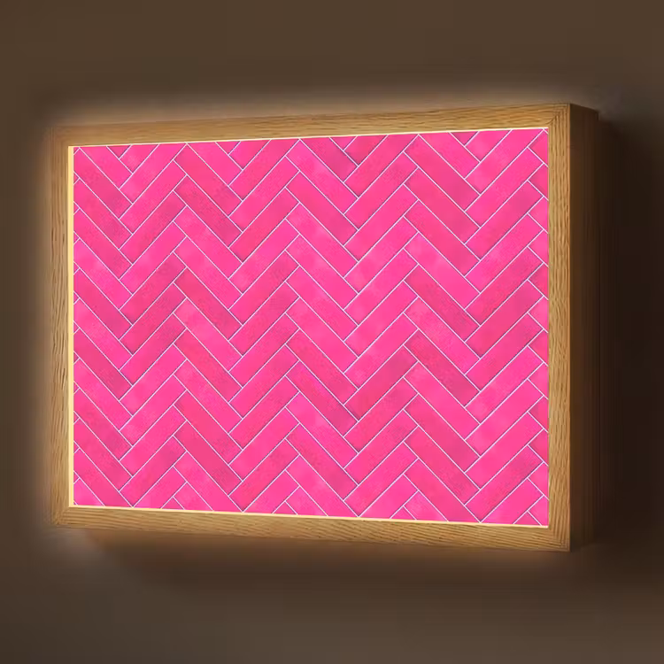 Lightbox - Wandlamp - Visgraat - Wandtegel - Fuchsia - Roze — 1