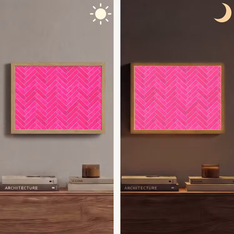 Lightbox - Wandlamp - Visgraat - Wandtegel - Fuchsia - Roze — 6