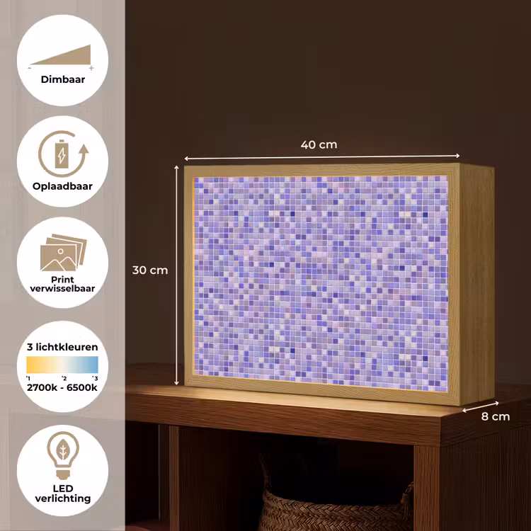 Lightbox - Wandlamp - Mozaïek - Tegels - Lila - Amethist — 10