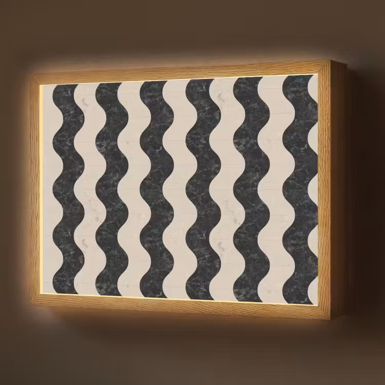 Lightbox - Wandlamp - Patroon - Marmer - Groen - Cremé — 1