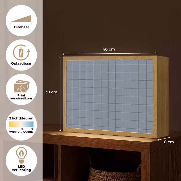 Lightbox - Wandlamp - Patroon - Tegel - Blauwgrijs — 10