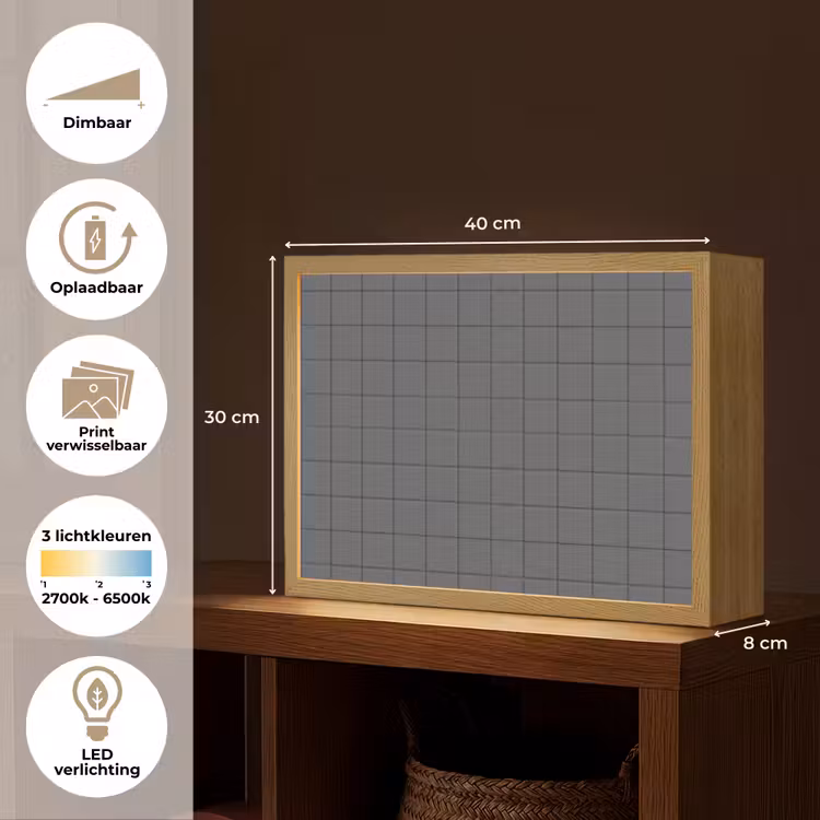 Lightbox - Wandlamp - Patroon - Tegel - Grafiet - Grijs — 10