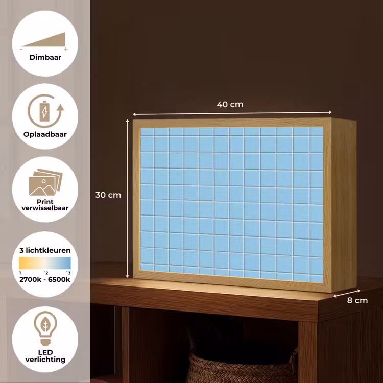 Lightbox - Wandlamp - Patroon - Tegel - Pastel - Blauw — 10