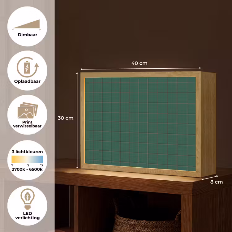 Lightbox - Wandlamp - Patroon - Tegels - Dennen - Groen — 10