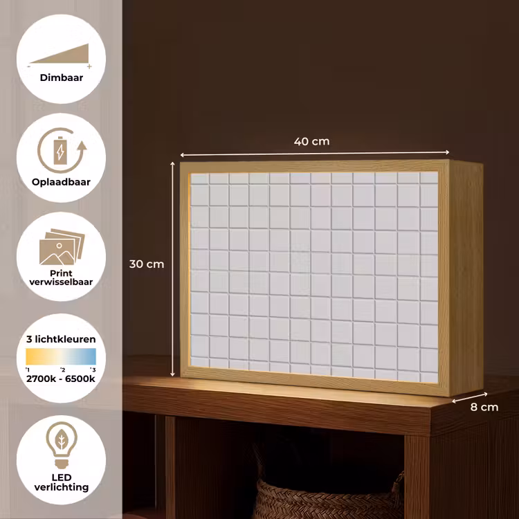 Lightbox - Wandlamp - Patroon - Tegels - Licht - Grijs — 10