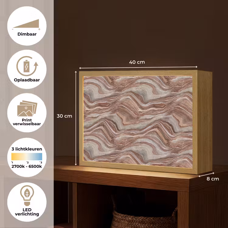 Lightbox - Wandlamp - Patroon - Zandsteen - Travertijn — 10