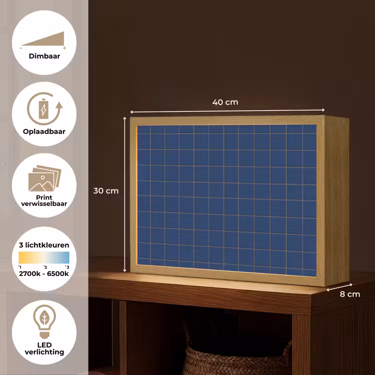 Lightbox - Wandlamp - Tegel - Patroon - Blauw — 10