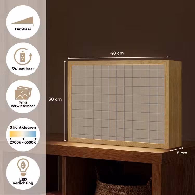 Lightbox - Wandlamp - Tegel - Patroon - Taupe — 10