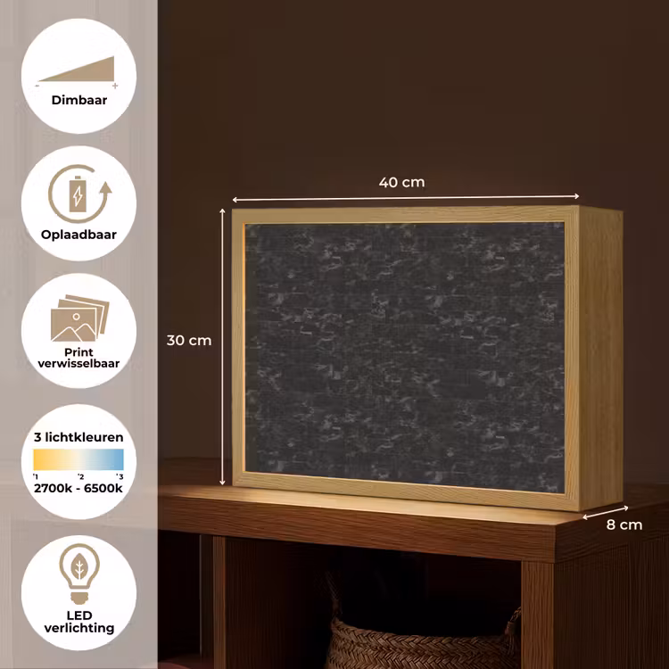 Lightbox - Wandlamp - Tegels - Patroon - Marmer - Zwart — 10