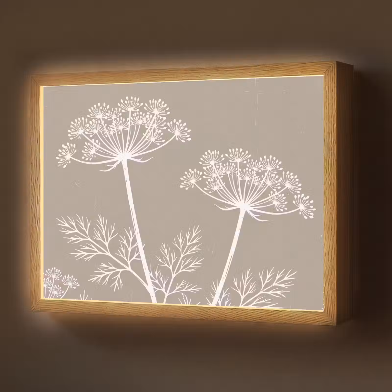 Lightbox - Wandlamp - Grafisch - Fluitenkruid - Taupe — 1