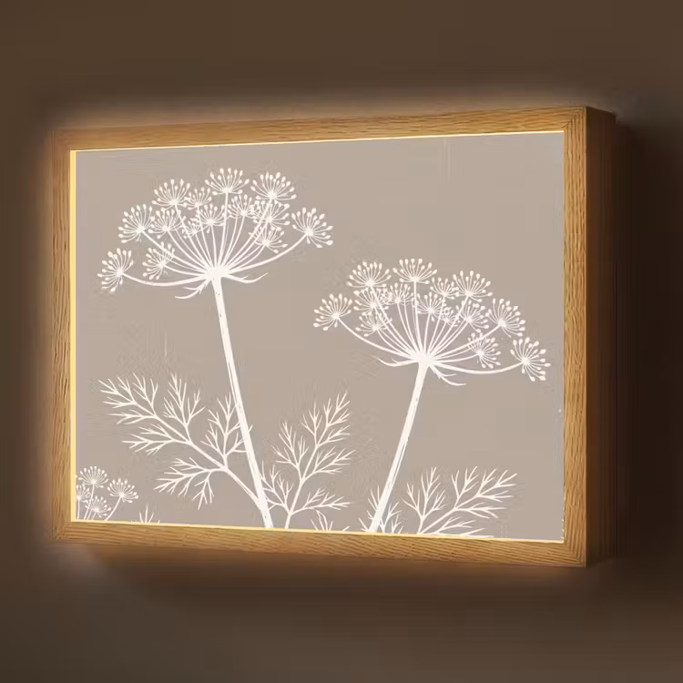 Lightbox - Wandlamp - Grafisch - Fluitenkruid - Taupe — 1