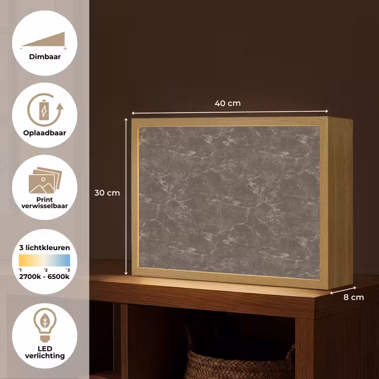 Lightbox - Wandlamp - Marmer - Aders - Bruin — 10