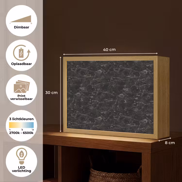 Lightbox - Wandlamp - Marmer - Aders - Zwart — 10