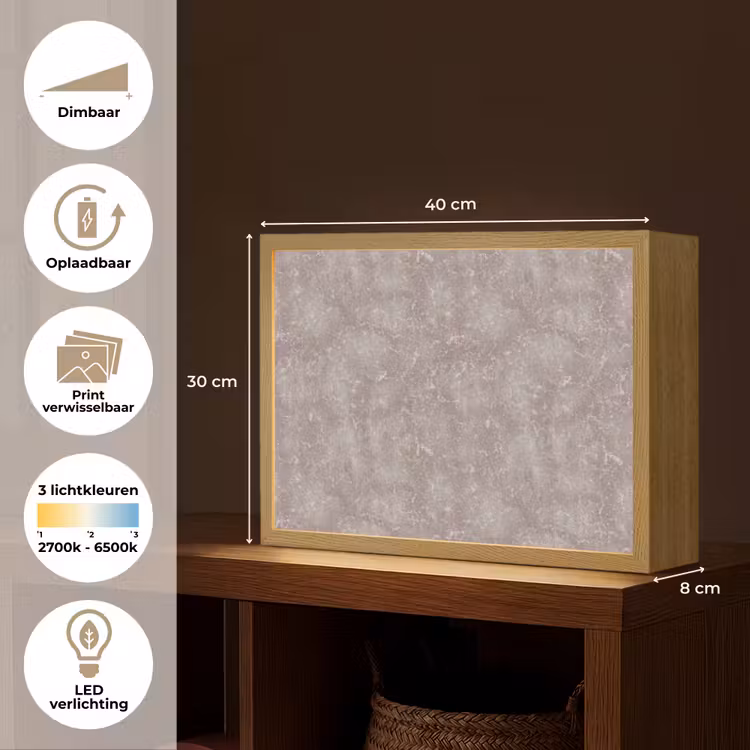 Lightbox - Wandlamp - Marmer - Patroon - Mauve — 10