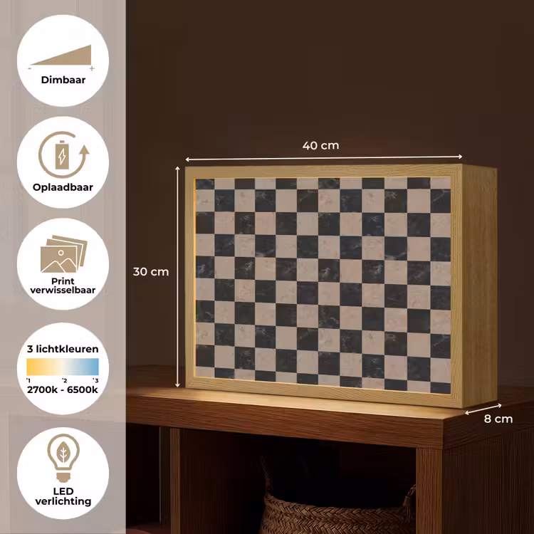 Lightbox - Wandlamp - Patroon - Dambord - Marmer — 10