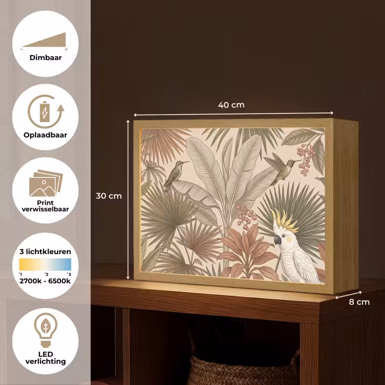 Lightbox - Wandlamp - Tropisch - Vogels - Beige — 10