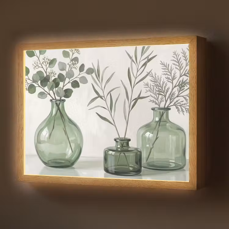 Lightbox - Wandlamp - Vazen - Bladeren - Groen — 1