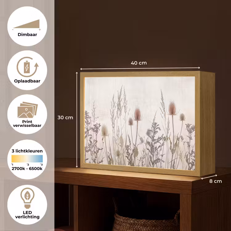 Lightbox - Wandlamp - Weidebloemen - Design - Sepia — 10