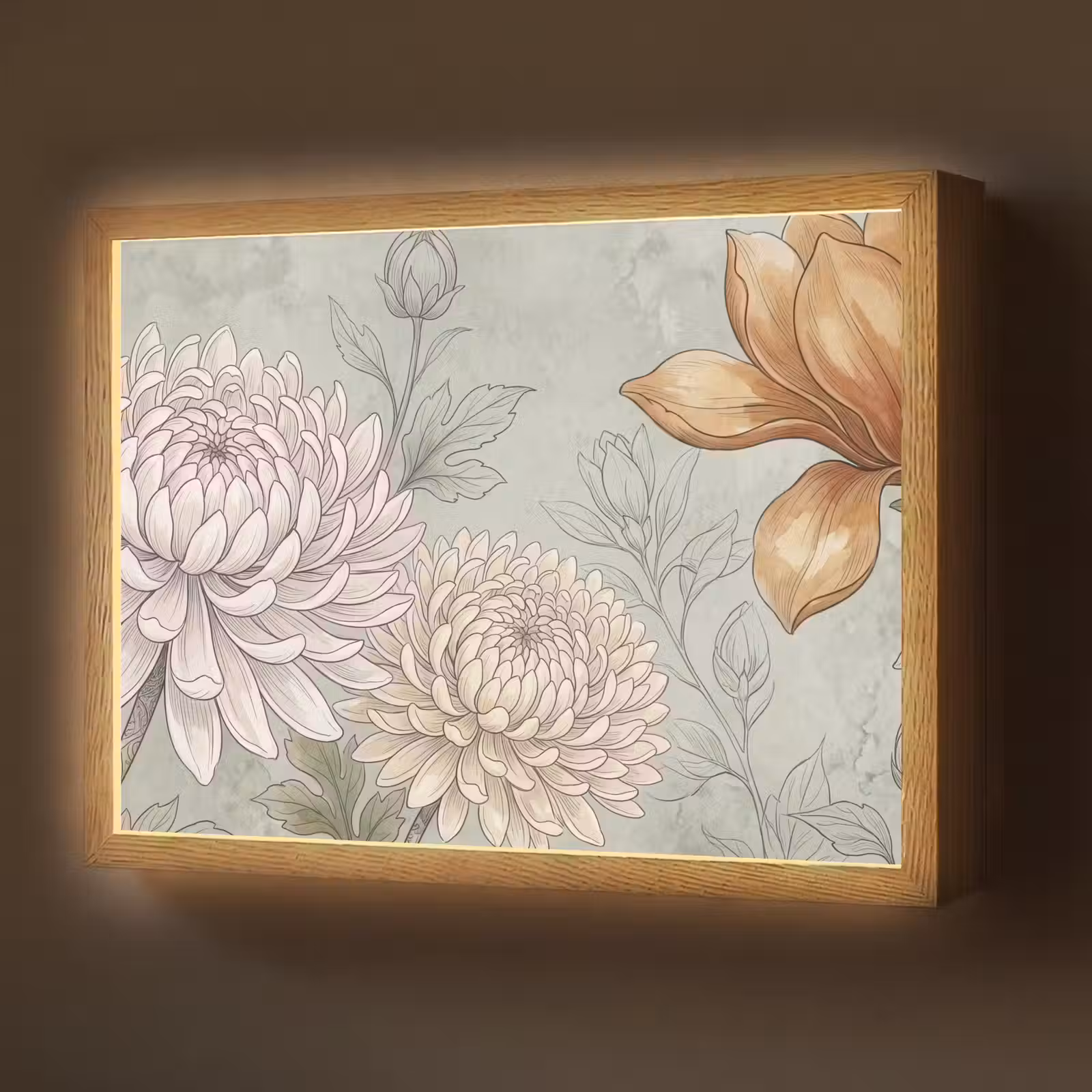 Lightbox - Wandlamp - Illustratie - Bloemen - Groen — 1