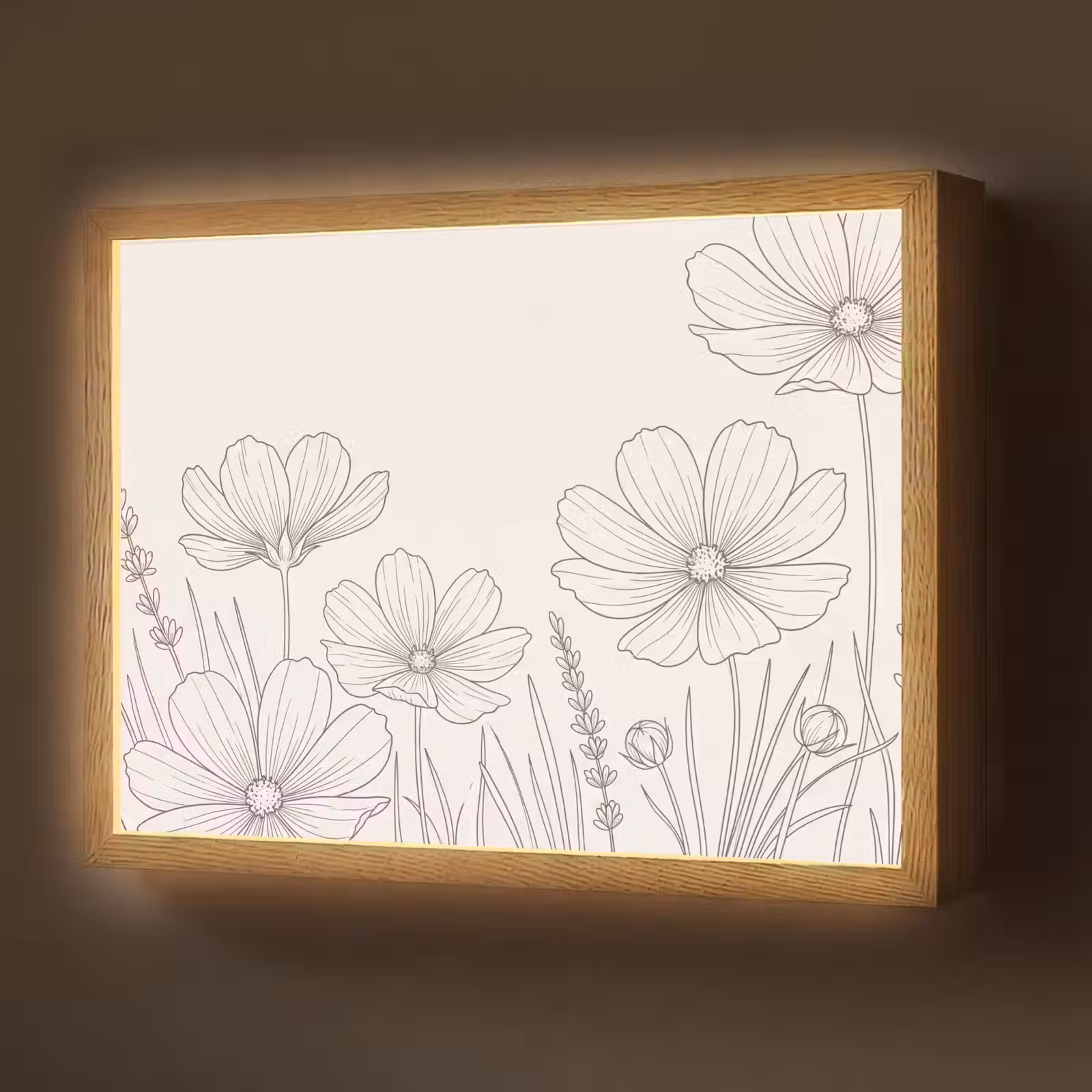 Lightbox - Wandlamp - Minimalistisch - Modern - Bloemen - Beige — 1