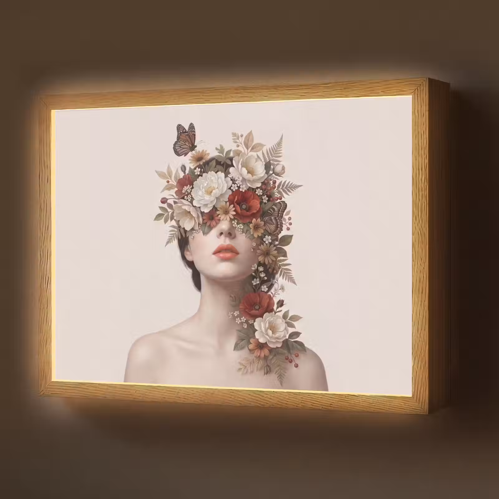 Lightbox - Wandlamp - Portret - Bloemen - Cremé — 1
