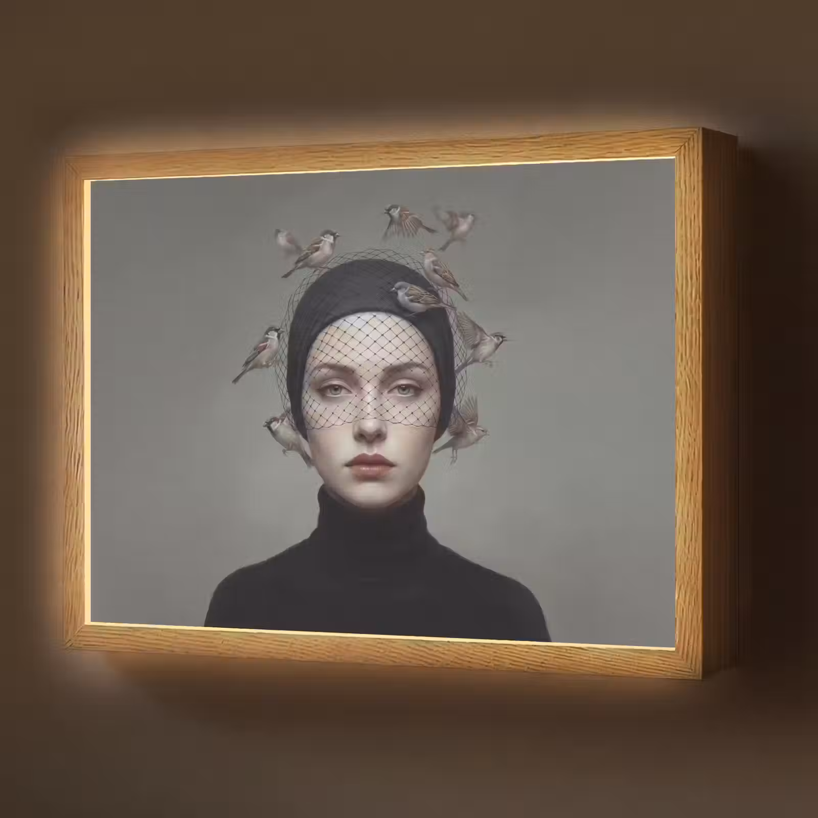 Lightbox - Wandlamp - Portret - Vogels - Zwart — 1