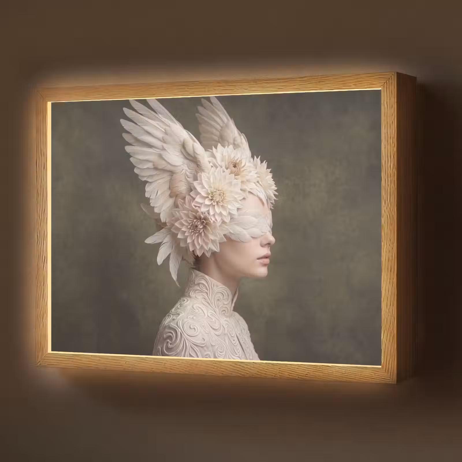 Lightbox - Wandlamp - Vleugels - Vrouw - Wit — 1