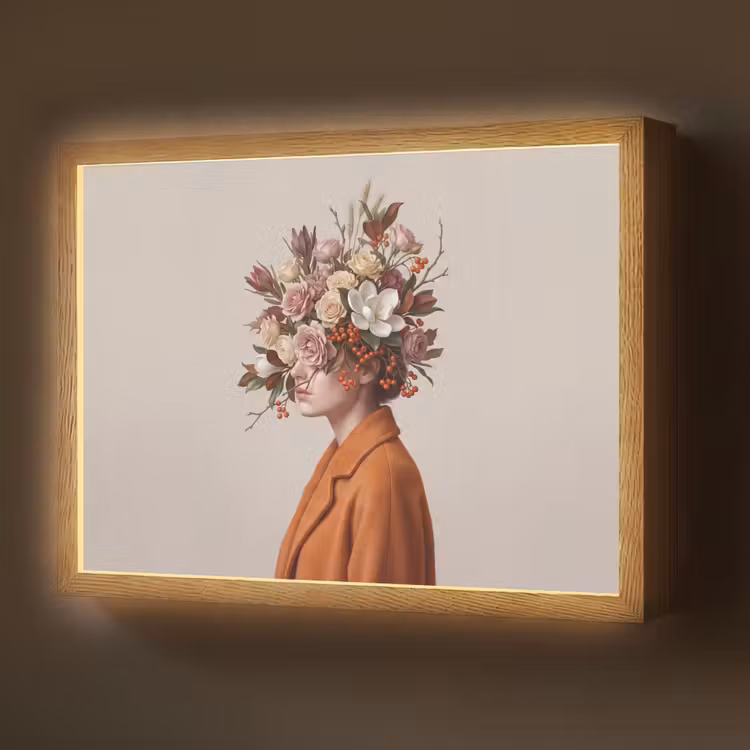 Lightbox - Wandlamp - Gezicht - Boeket - Kleurrijk — 1