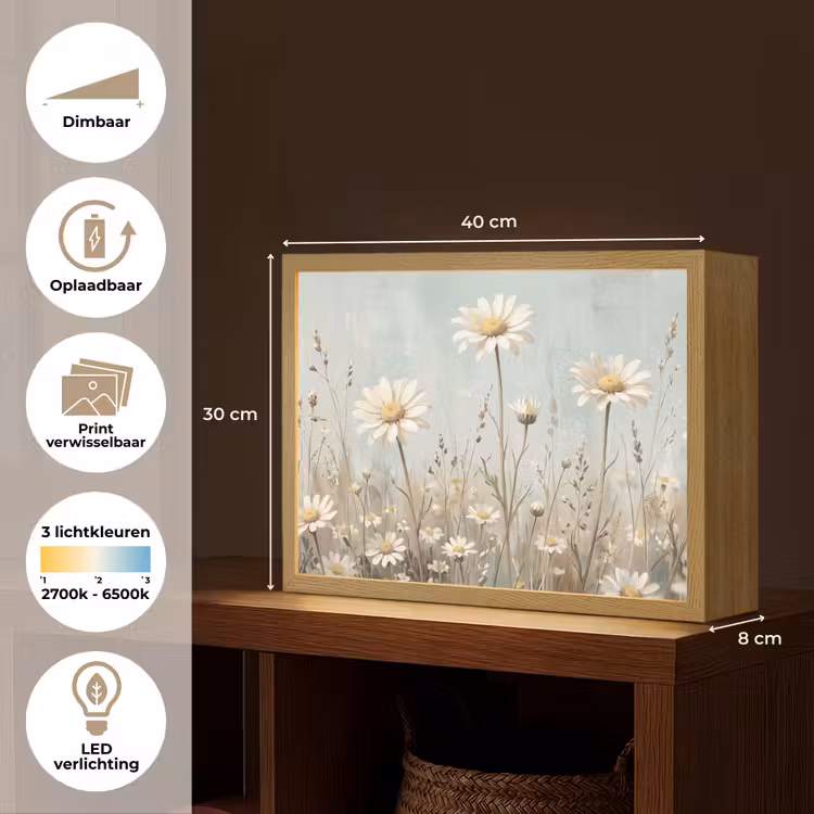 Lightbox - Wandlamp - Madelief - Illustratie - Wit — 10