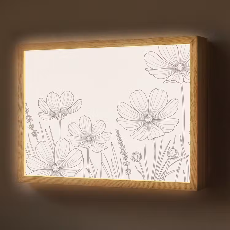 Lightbox - Wandlamp - Minimalistisch - Modern - Bloemen - Beige — 1