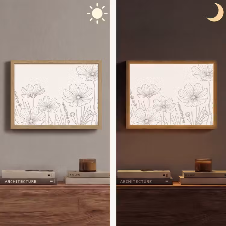 Lightbox - Wandlamp - Minimalistisch - Modern - Bloemen - Beige — 6