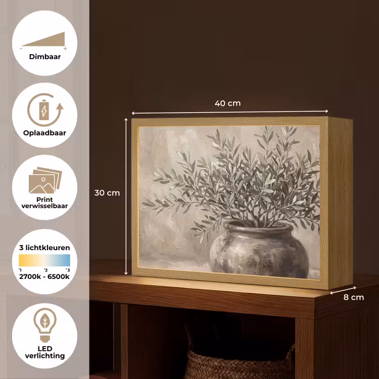 Lightbox - Wandlamp - Olijfplant - Aardenpot - Abstract - Beige — 10