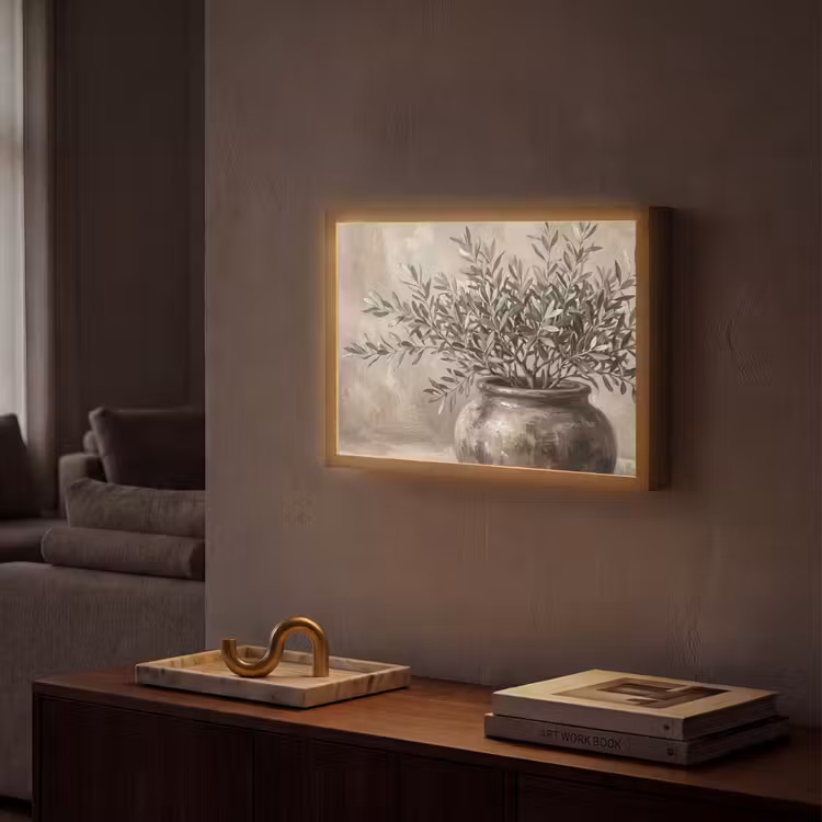 Lightbox - Wandlamp - Olijfplant - Aardenpot - Abstract - Beige — 2