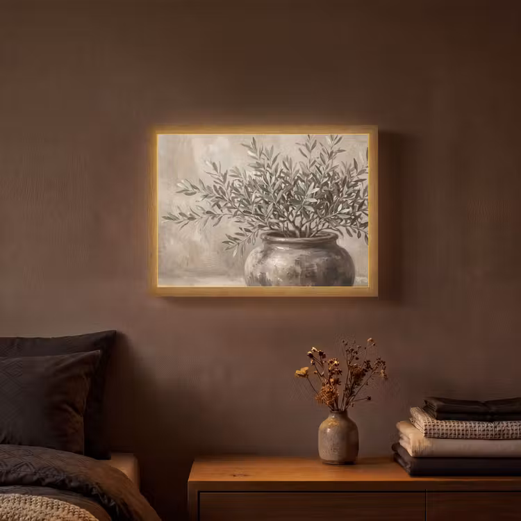 Lightbox - Wandlamp - Olijfplant - Aardenpot - Abstract - Beige — 3