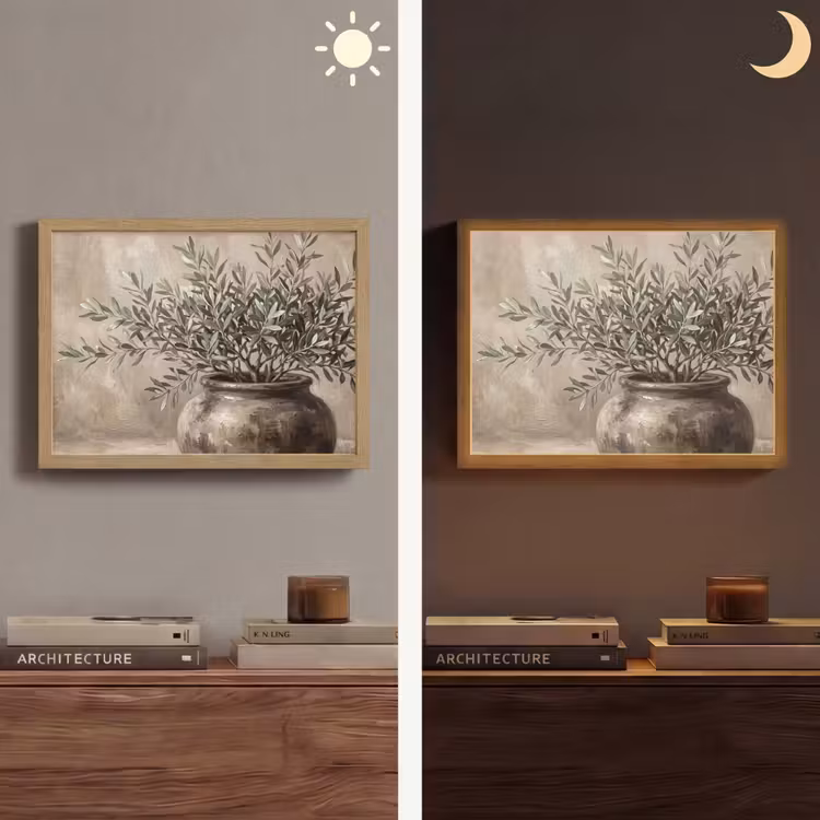 Lightbox - Wandlamp - Olijfplant - Aardenpot - Abstract - Beige — 6