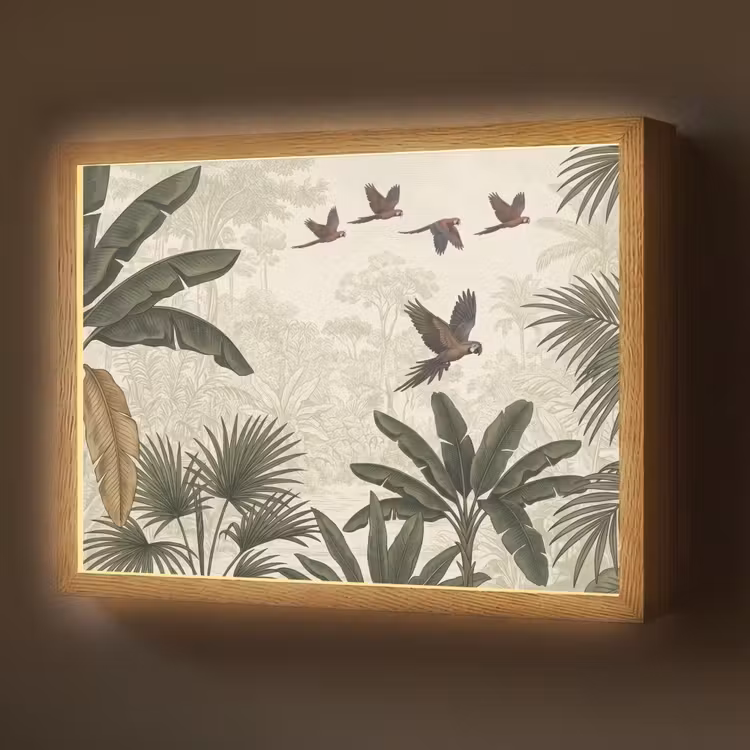 Lightbox - Wandlamp - Papagaaien - Jungle - Tropisch - Green — 1