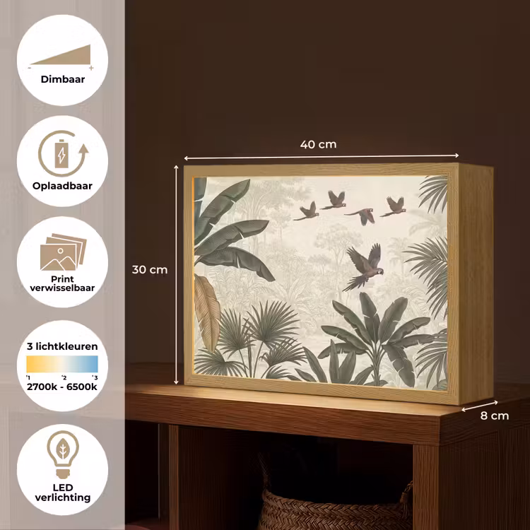 Lightbox - Wandlamp - Papagaaien - Jungle - Tropisch - Green — 10