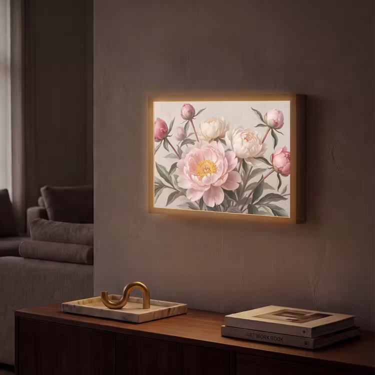 Lightbox - Wandlamp - Pioenrozen - Boeket - Roze — 2