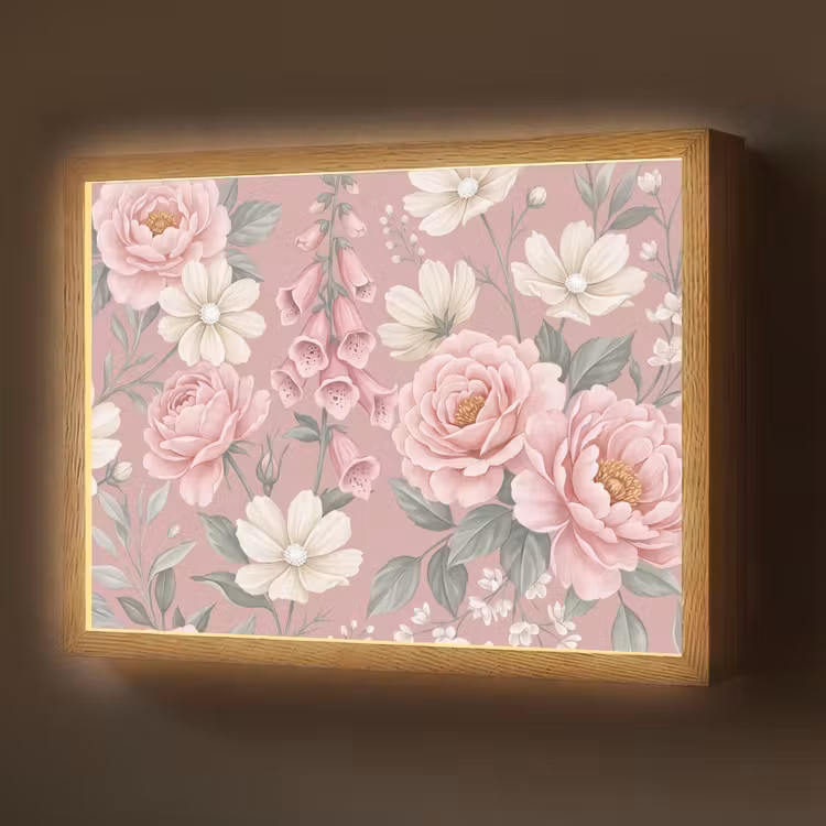 Lightbox - Wandlamp - Pioenrozen - Vingerhoedskruid - Pink — 1