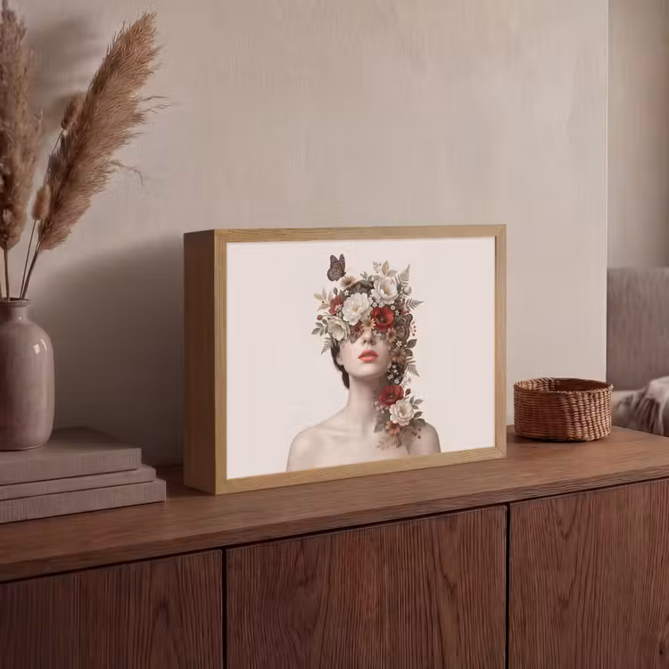 Lightbox - Wandlamp - Portret - Bloemen - Cremé — 4