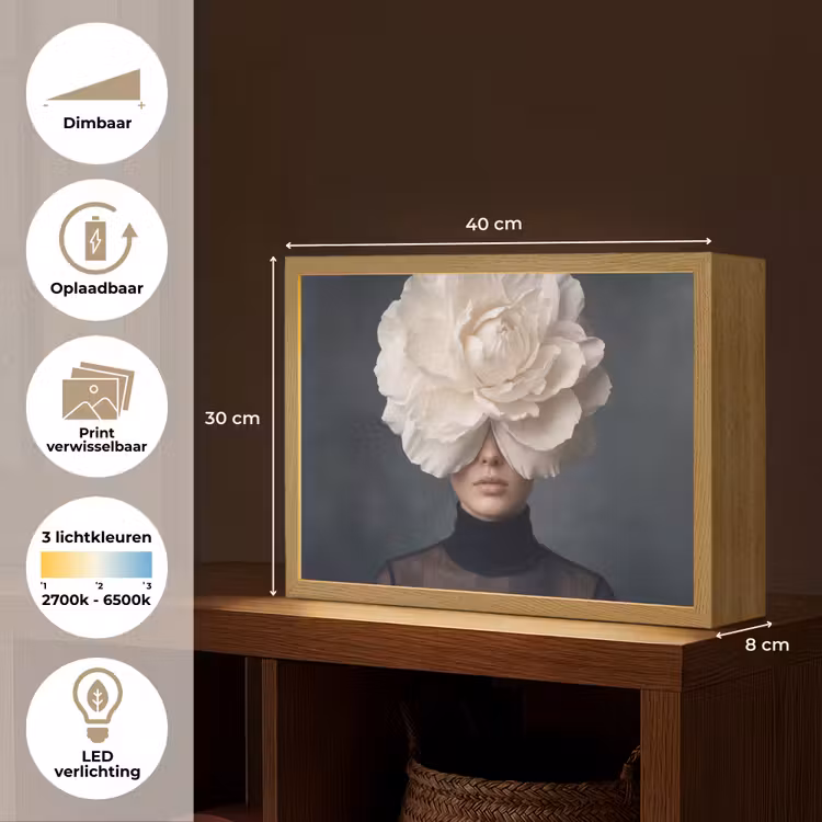 Lightbox - Wandlamp - Portret - Mysterieus - Wit — 10